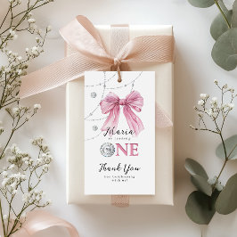 スパークルピンクコケットボウ1st ギフトタグ