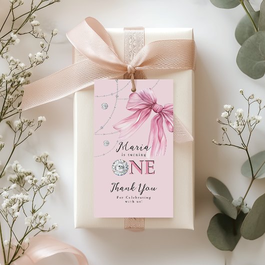 スパークルピンクコケットボウ1st ギフトタグ