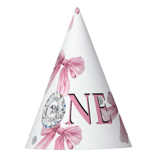 スパークルピンクコケットボウ1st パーティーハット (正面)