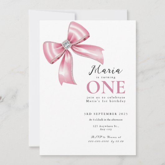 スパークルピンクコケットボウ1st 招待状 (正面)