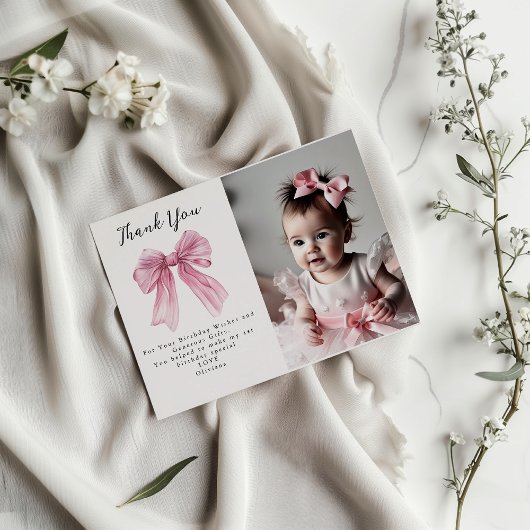 スパークルピンクコケットボウ1st 招待状