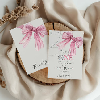 スパークルピンクコケットボウ1st 招待状