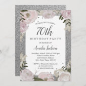 スパークルピンクシルバーフローラ70thバースデーパーティー 招待状 (正面/裏面)