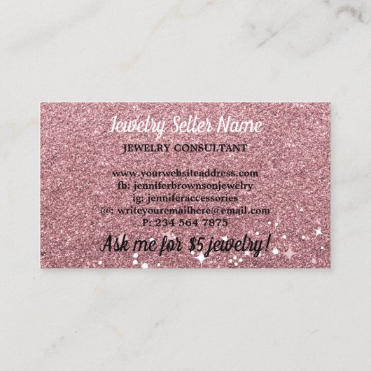 スパークルピンクジュエリー 名刺 (裏面)