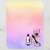 スパークルピンクパンプスファンシースクラップブック紙 (正面/裏面)