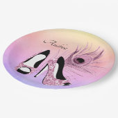 スパークルピンクパンプファンシーパーソナライズされたス ペーパープレート (アングル)