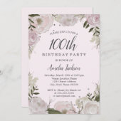 スパークルピンクフローラ100th誕生日パーティー 招待状 (正面/裏面)