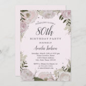 スパークルピンクフローラ80th誕生日パーティー 招待状 (正面/裏面)