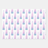 スパークルピンクブルーグレームユニコーン誕生日 ラッピングペーパーシート (正面3)