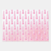 スパークルピンクホワイトグレームユニコーン誕生日 ラッピングペーパーシート (正面3)