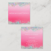 スパークルピンク美しいスタイリストスクエアビジネスカード スクエア名刺 (正面/裏面)