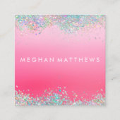 スパークルピンク美しいスタイリストスクエアビジネスカード スクエア名刺 (正面)