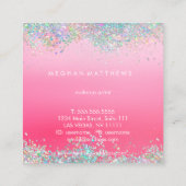 スパークルピンク美しいスタイリストスクエアビジネスカード スクエア名刺 (裏面)