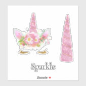 スパークルピンク金ゴールドグレームスターズユニコーン誕生日 シール (シート)