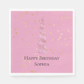 スパークルピンク金ゴールドグレームスターズユニコーン誕生日 スタンダードランチョンナプキン (正面)