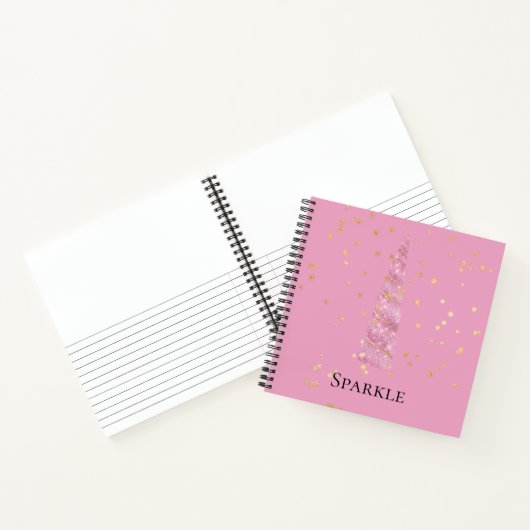 スパークルピンク金ゴールドグレームスターズユニコーン ノートブック (内部)