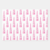 スパークルピンク金ゴールドグレームユニコーン誕生日 ラッピングペーパーシート (正面3)