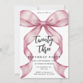 スパークルピンク コケティーボウ 誕生日 招待状 (正面)