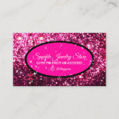 スパークルピンク ブラック グリッツ グラム スターダスト ライト 名刺 (正面)
