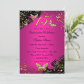 スパークルピンク&金ゴールドバタフライキンセアニェラ招待状 招待状 (スタンド正面)