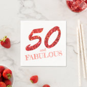 スパークルファブラス50th誕生日サンゴグリッター スタンダードカクテルナプキン (インサイチュ)