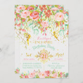 スパークルフェアリーエンチャントドガーデン誕生日 招待状 (正面/裏面)