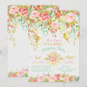 スパークルフェアリーエンチャントドガーデン誕生日 招待状 (正面/裏面)