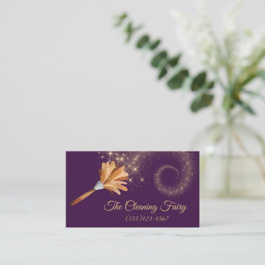 スパークルフェアリー羽毛ダスター清掃サービス 名刺 (スタンド正面)