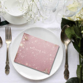 スパークルフェイクきらめくピンクシルバーウィンタークリスマス オールインワン招待状