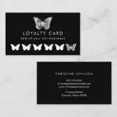 スパークルフェイクブラックバタフライロイヤリティカード 名刺 (正面/裏面)