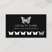 スパークルフェイクブラックバタフライロイヤリティカード 名刺 (正面)