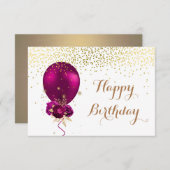 スパークルフローラハッピーバースデーバルーンノートカード (正面/裏面)