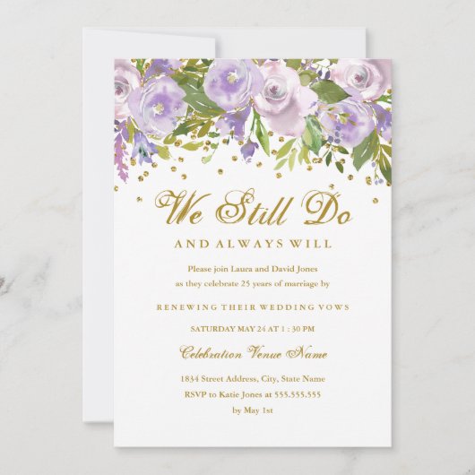 スパークルフローラパープル発願リニューアル記念日 招待状 (正面)