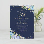 スパークルフローラブルー21歳の誕生日パーティー 招待状 (スタンド正面)