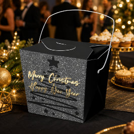 スパークルブラックゴールド メリークリスマス ハッピーニューイヤー フェイバーボックス