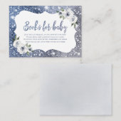 スパークルブルーのグリッターとフローラ要求 エンクロージャーカード (正面/裏面)