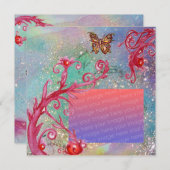 スパークルブルーの蝶のウェディングフォトテンプレート 招待状 (正面/裏面)