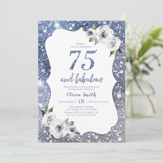 スパークルブルーグリッターとフローラ75歳 招待状 (スタンド正面)