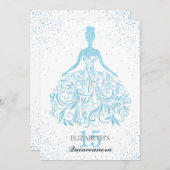 スパークルブルーグリッタードレスキスタイリッシュンセアニラ 招待状 (正面/裏面)