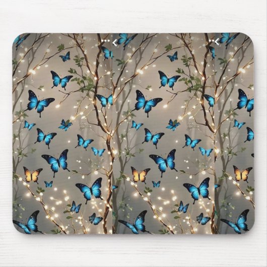 スパークルブルーバーターフライオンマウスパッド マウスパッド (正面)