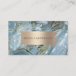 スパークルブルー大理石とモダン金ゴールド 名刺