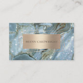 スパークルブルー大理石とモダン金ゴールド 名刺 (正面)