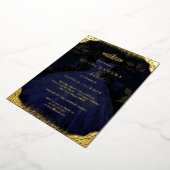 スパークルブルー金ゴールドドレスティアラフォトキンセアニェラ 箔招待状 (回転した状態)