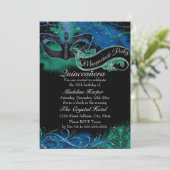 スパークルブルー&グリーンマスクマスカレードキンセアニェラ 招待状 (スタンド正面)