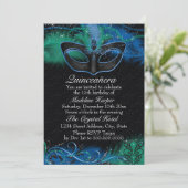 スパークルブルー&グリーンマスクマスカレードキンセアニェラ 招待状 (スタンド正面)