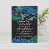スパークルブルー&グリーンマスクマスカレードキンセアニェラ 招待状 (スタンド正面)