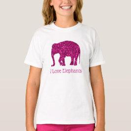 スパークルホットピンク I love �像 テキストカスタムデザイン Tシャツ