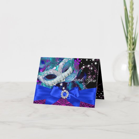 スパークルマスク&ボウマスカレードサンキューカード サンキューカード (正面)