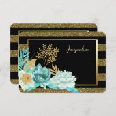 スパークルミント金ゴールドフローラブライデスメイド招待状 招待状 (正面/裏面)