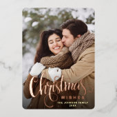 スパークルメリークリスマスフォトGREETINGバラ金ゴールド 箔シーズンカード (正面)